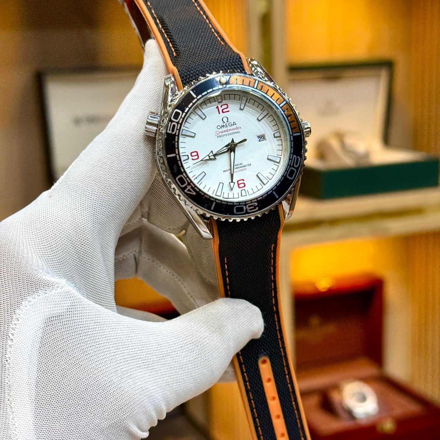 Omega Mens Watch Quartz Machine Date Working Premium Master Lock - Jewelsoftime