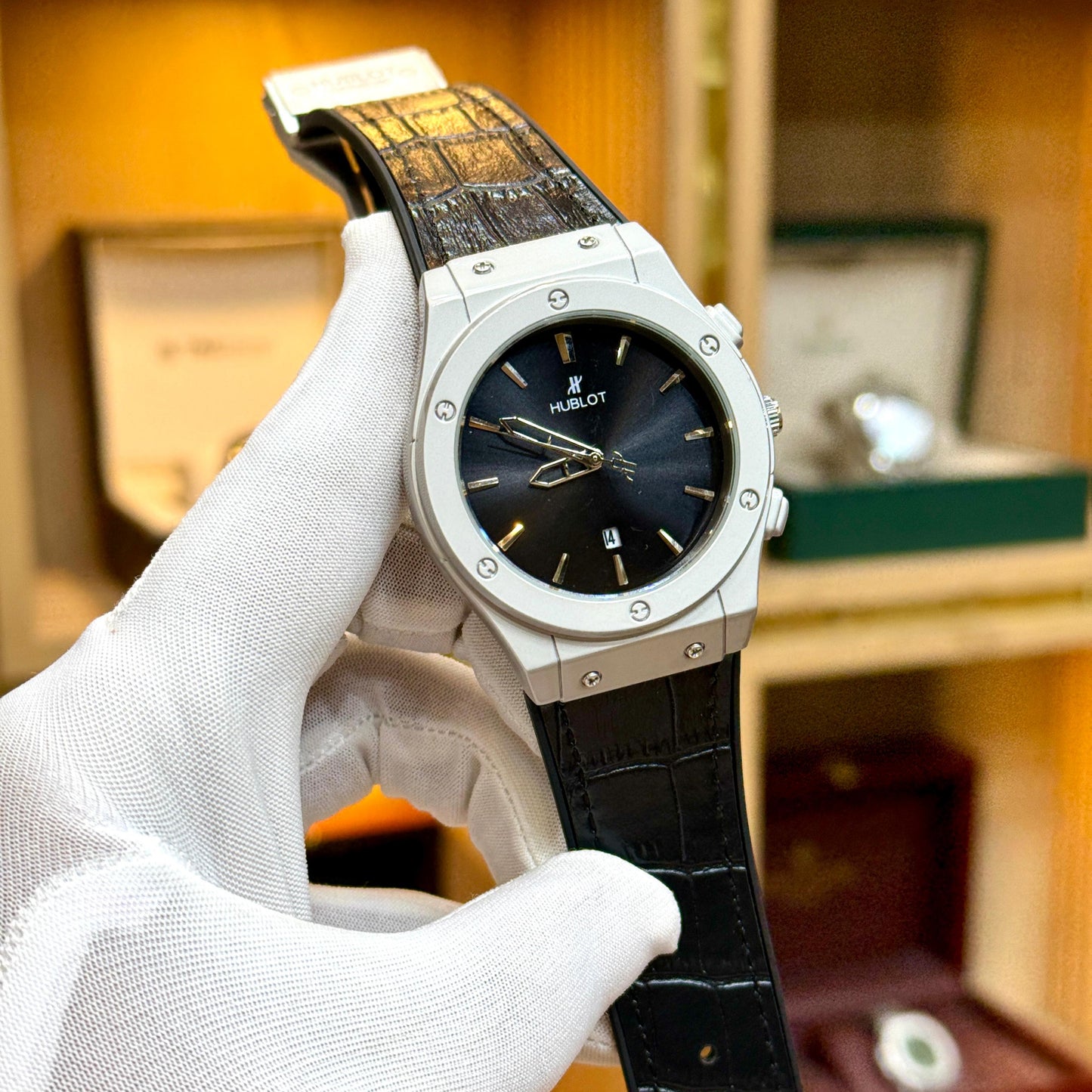 Hublot Quartz Movement Men's Watch Rubber Strap Date Working Master Lock - Jewelsoftime