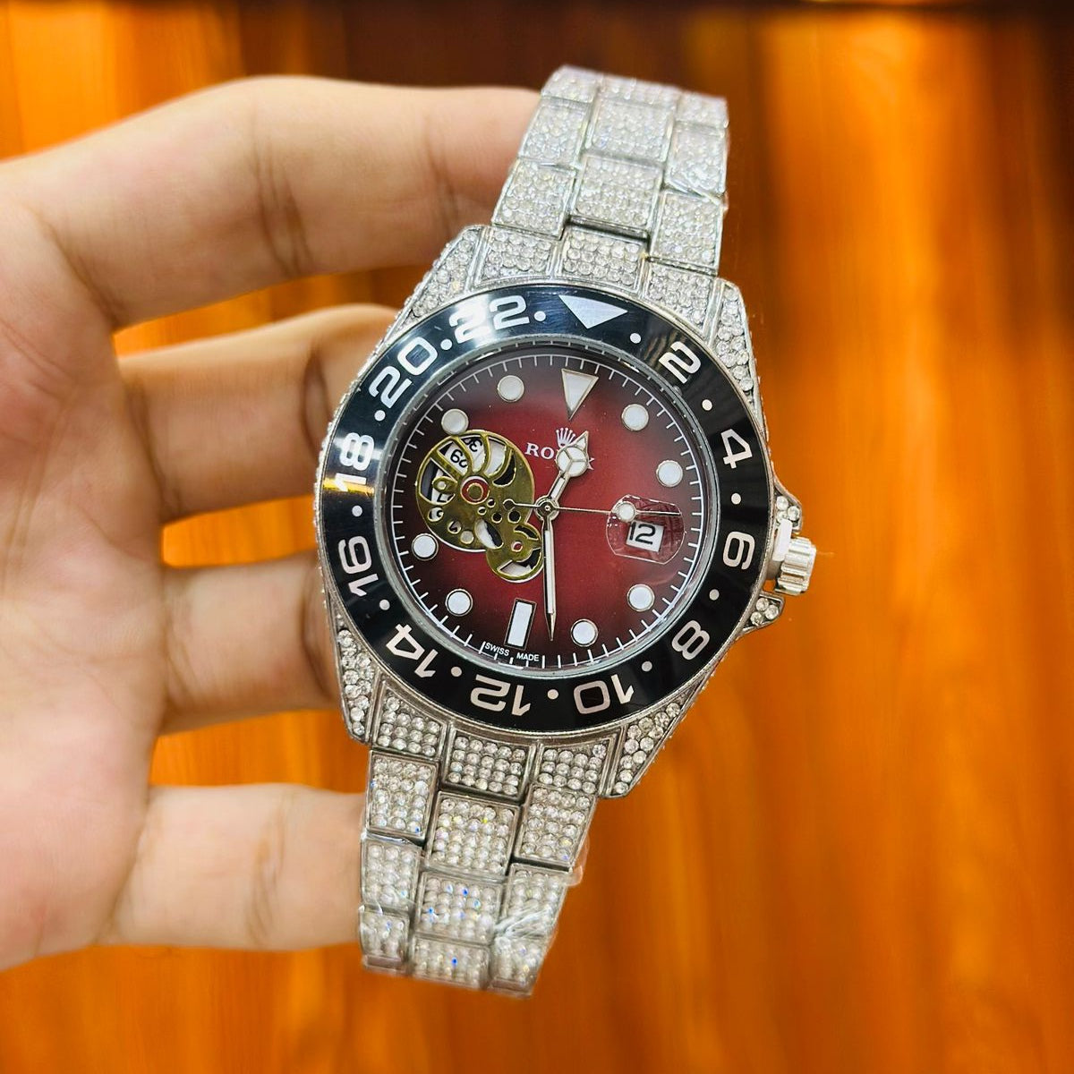 Rolex Stone Chain Watch For Men's – Date Function - Jewelsoftime