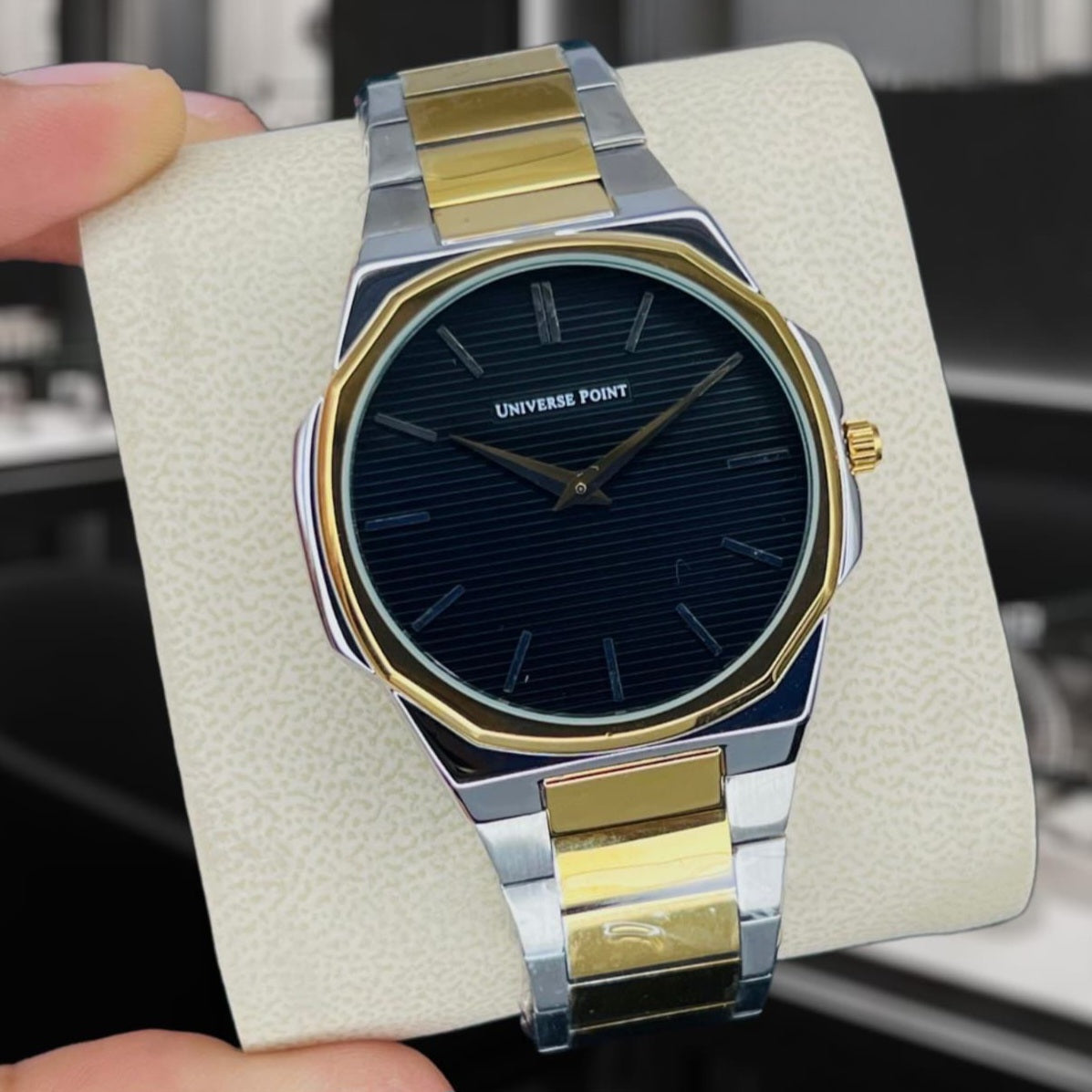 Universe Point Original Brand Men's Watch Slim Model 2 Needle Water Resistant Butterfly Master Lock - Jewelsoftime