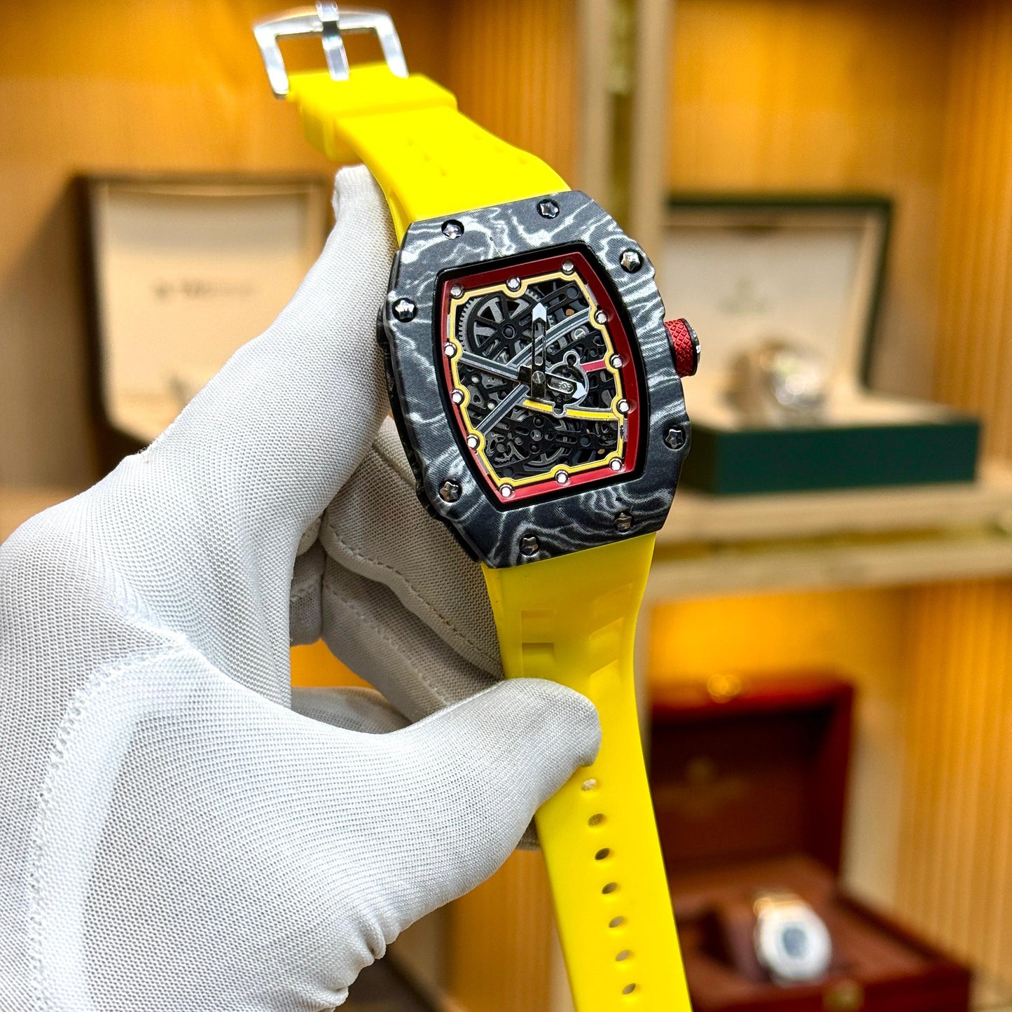 Richard Mille RM-67 Extra Flat Mens Watch Quartz Movement Skeleton Face - Jewelsoftime