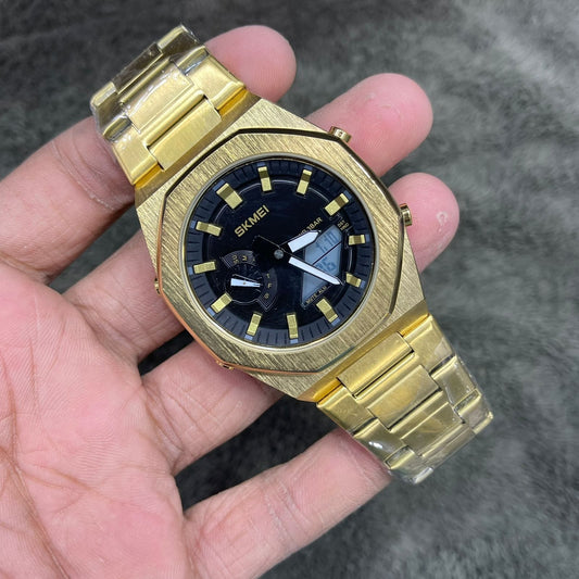 SKMEI WORLD TIME - GOOD QUALITY CHAIN - QUARTZ MOVEMENT -DUAL TIME MEN'S WATCH - Jewelsoftime