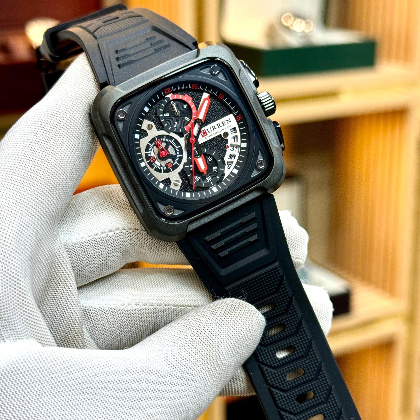 CURREN Original Brand Rubber Straps Wrist Watch For Men - Jewelsoftime