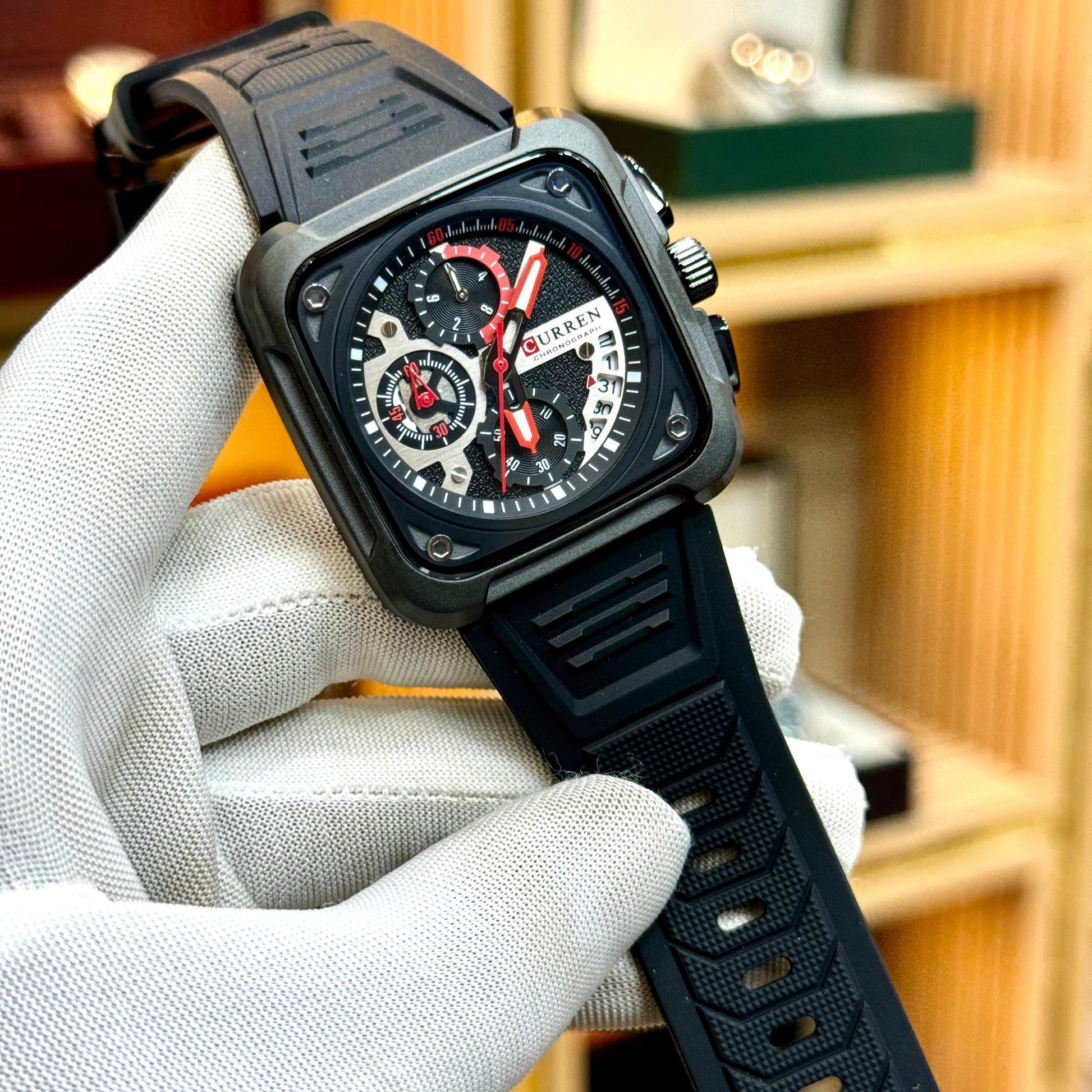 CURREN Original Brand Rubber Straps Wrist Watch For Men - Jewelsoftime