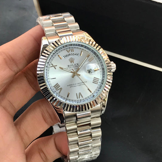 ROLEX Roman Model | Men’s Watch | Stainless Steel | Day & Date Working - Jewelsoftime