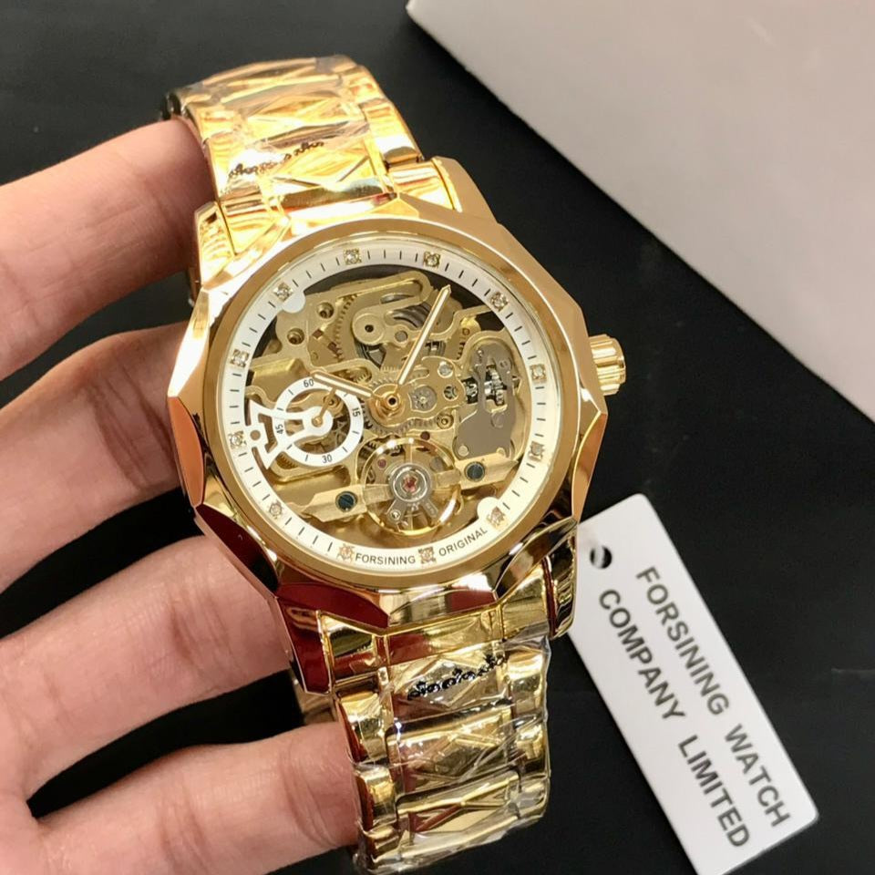 Forsining 199 Skeleton Watch Tourbillon Movement Automatic Square Mechanical Men's Watches Stainless Steel Case - Jewelsoftime