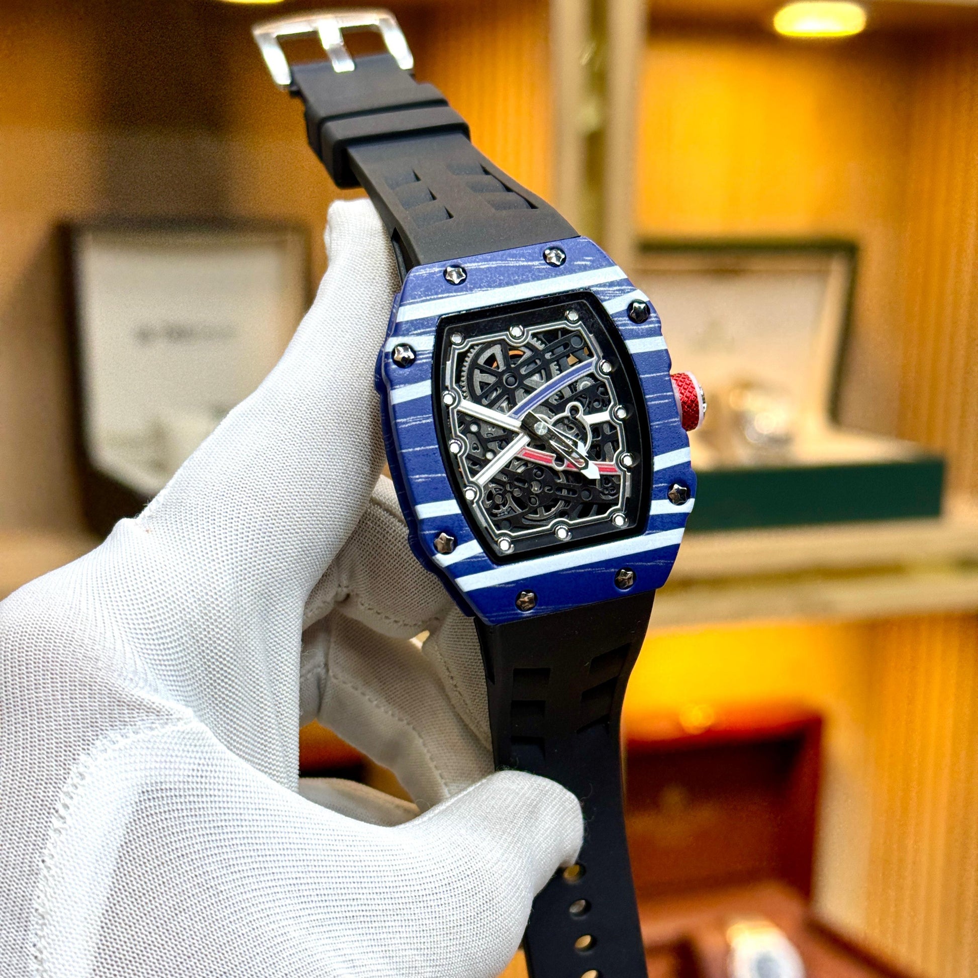 Richard Mille RM-67 Extra Flat Mens Watch Quartz Movement Skeleton Face - Jewelsoftime