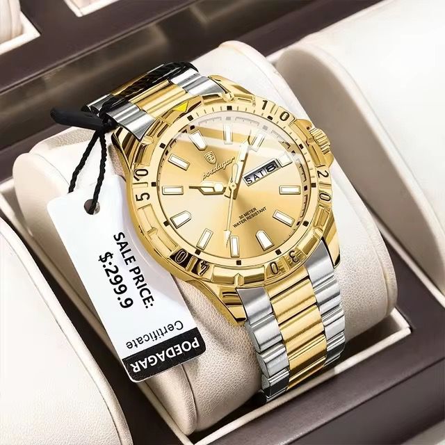 POEDAGAR Premium Men's Watch-Stainless Steel Chain Brass Case Date & Day Working - Jewelsoftime