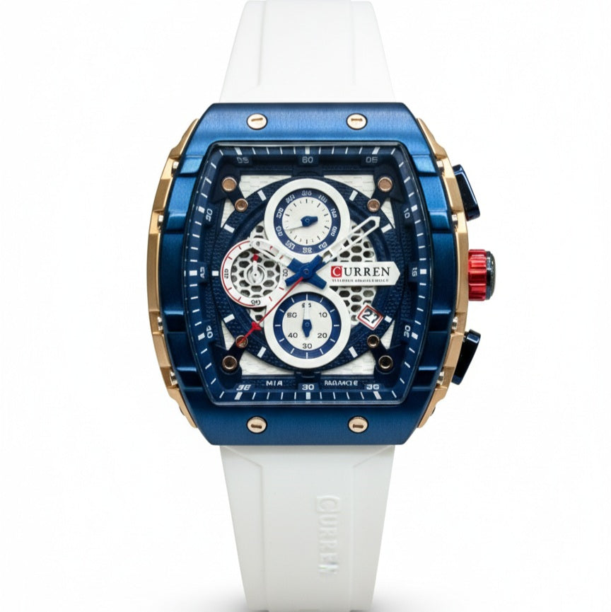 CURREN 8442 Chronograph Working Quartz Movement Men's Rubber Straps Watch - Jewelsoftime