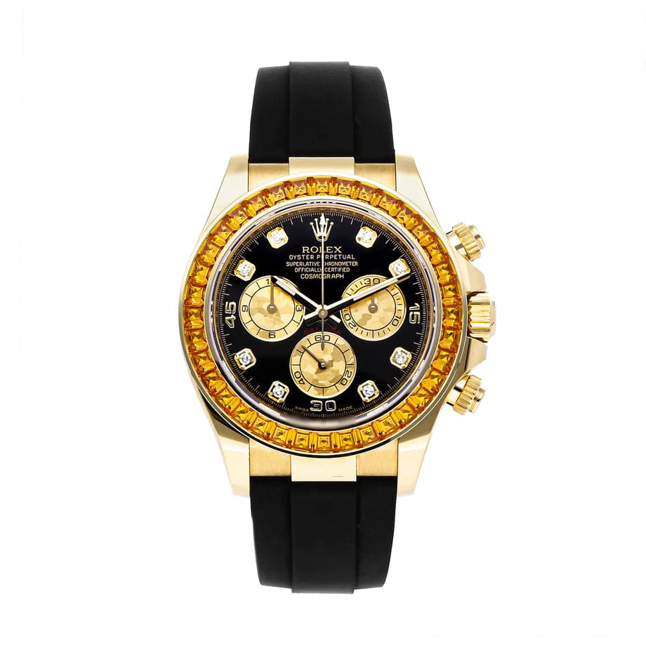 ROLEX SECOND COPY QUARTZ MEN'S WATCH WITH DATE, STONE BEZEL & RUBBER STRAP - Jewelsoftime