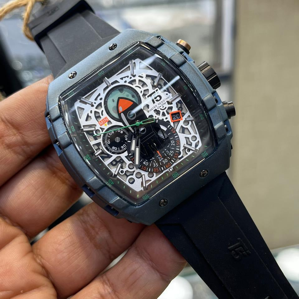 T5 Inner Dial Working Metal Body Rubber strap Date Working Mens Watch - Jewelsoftime