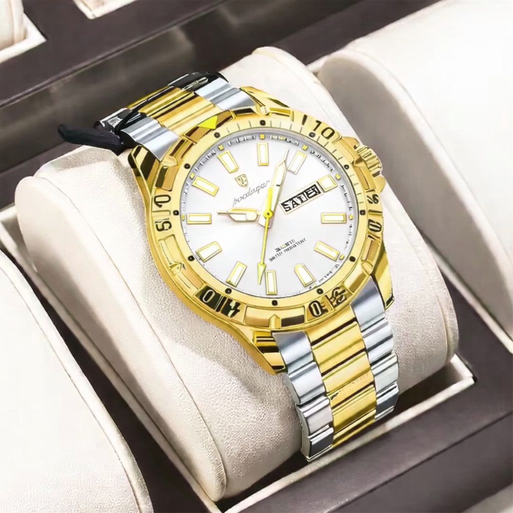 POEDAGAR Premium Men's Watch-Stainless Steel Chain Brass Case Date & Day Working - Jewelsoftime
