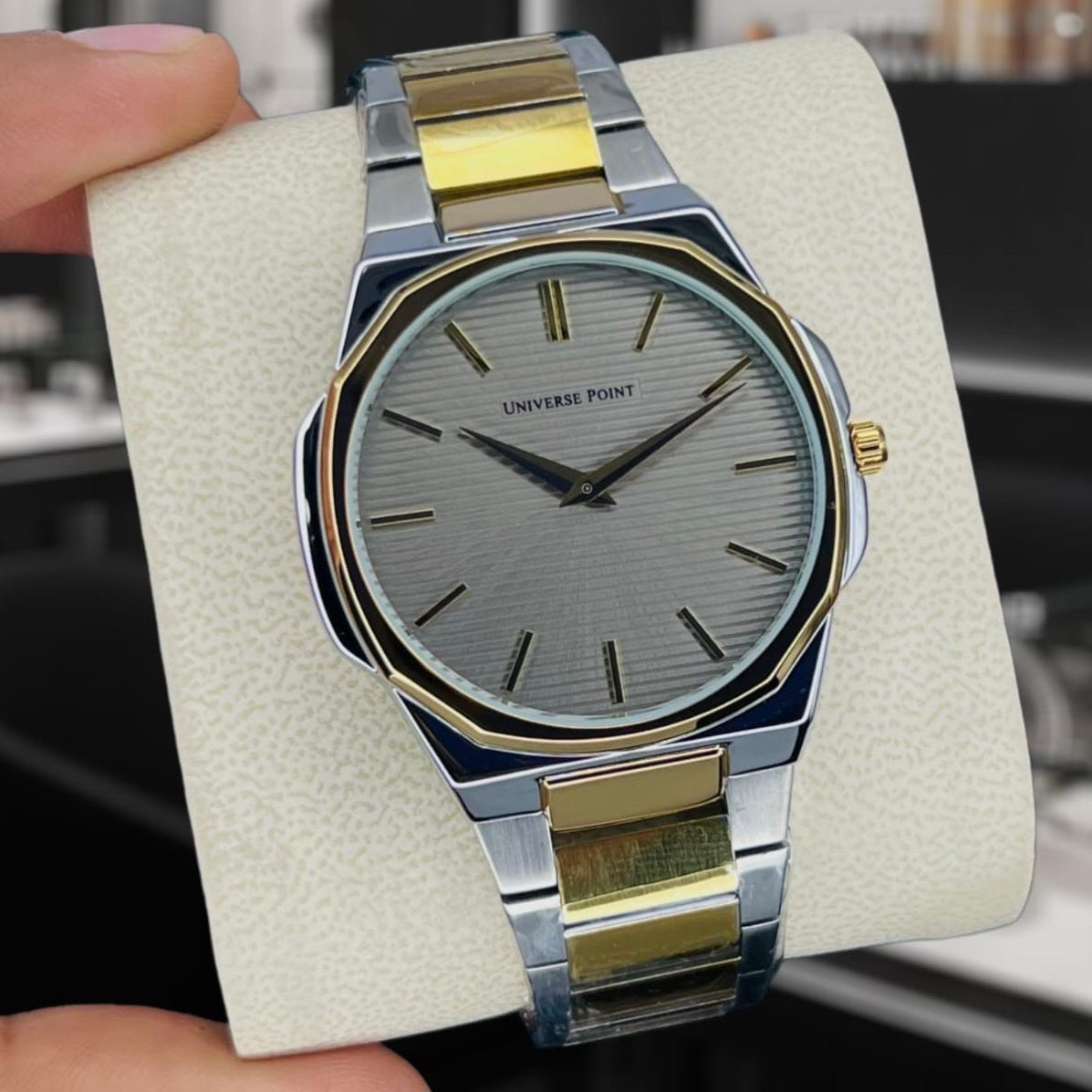 Universe Point Original Brand Men's Watch Slim Model 2 Needle Water Resistant Butterfly Master Lock - Jewelsoftime