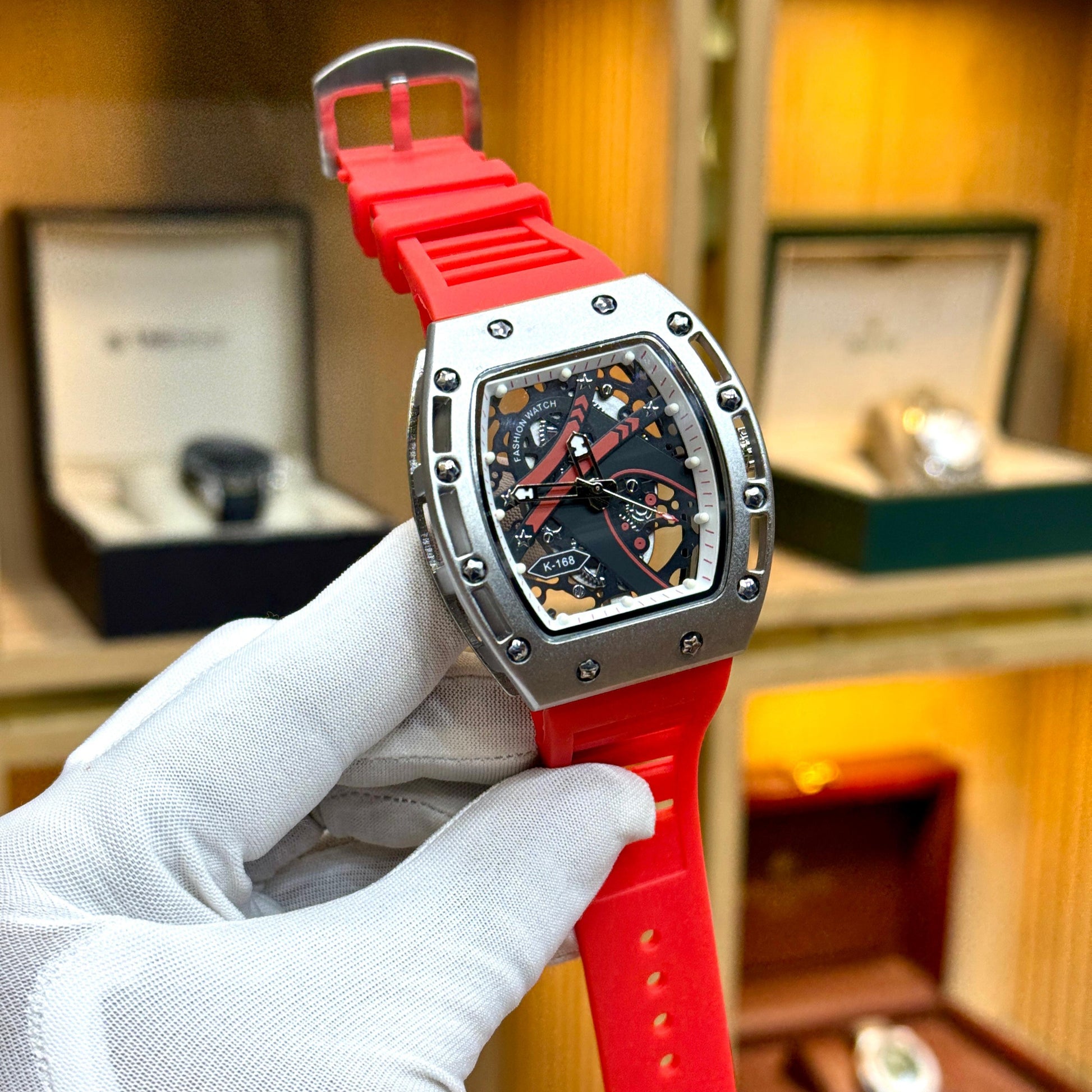 Richard Mille (RM) Men's Watch Quartz Movement Skeleton Face Rubber Strap - Jewelsoftime