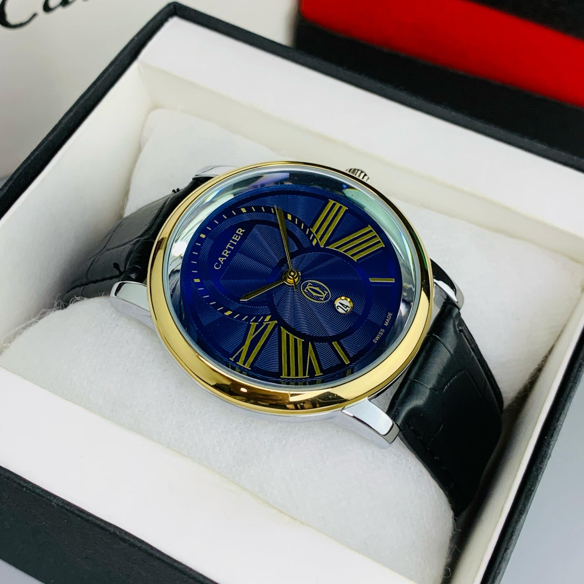 CARTIER LEATHER STRAP MEN'S WATCH - Jewelsoftime