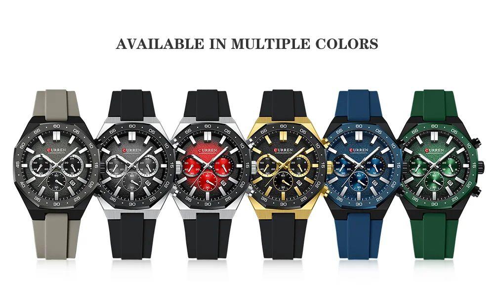 Curren chronograph working rubber strap men's watch