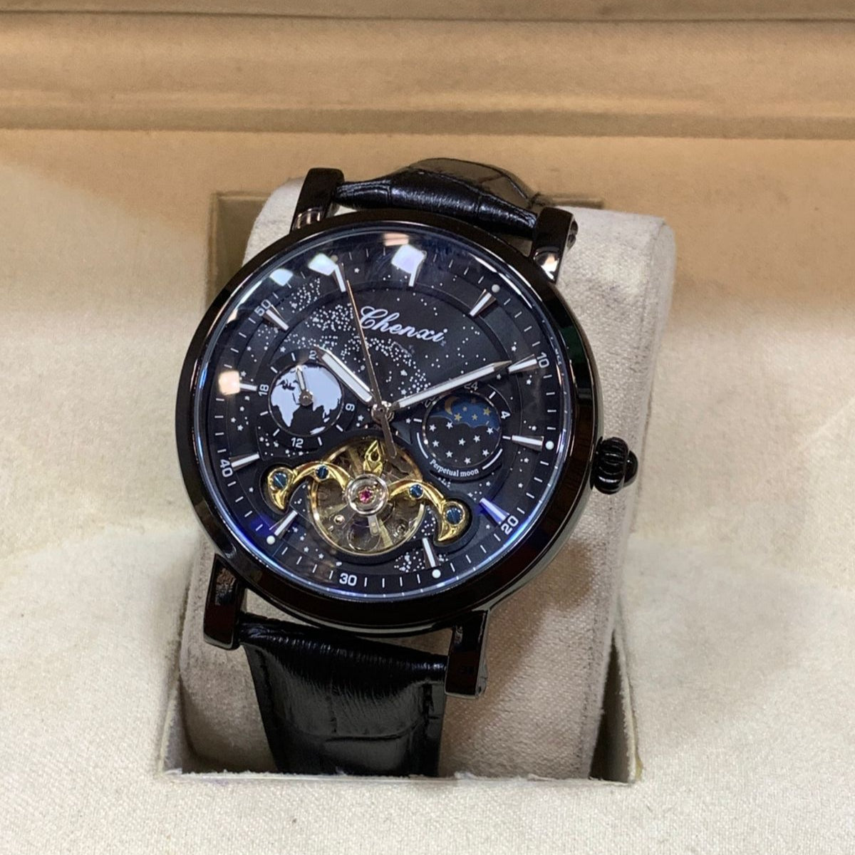 CHENXI-Automatic Movement Men's Watch-Leather Belt Master Lock Chronograph Working - Jewelsoftime