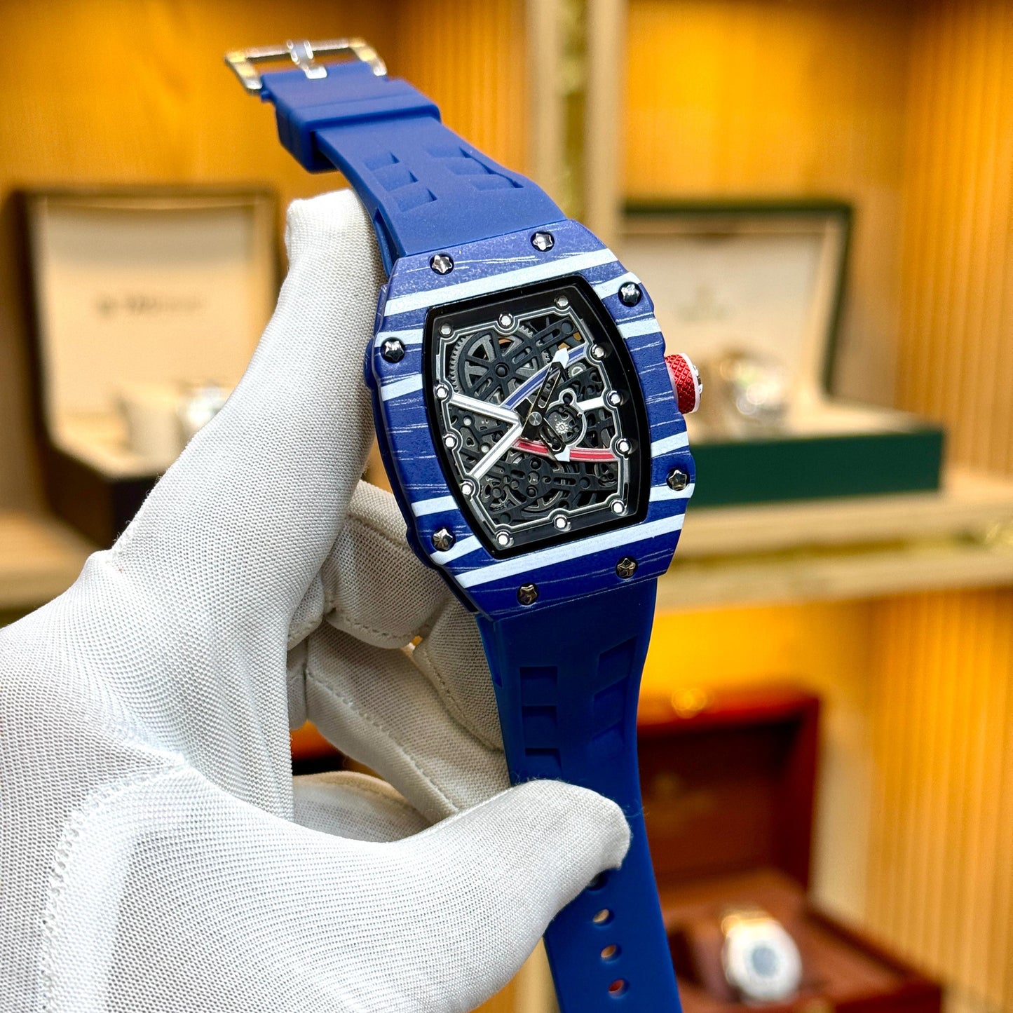 Richard Mille RM-67 Extra Flat Mens Watch Quartz Movement Skeleton Face - Jewelsoftime