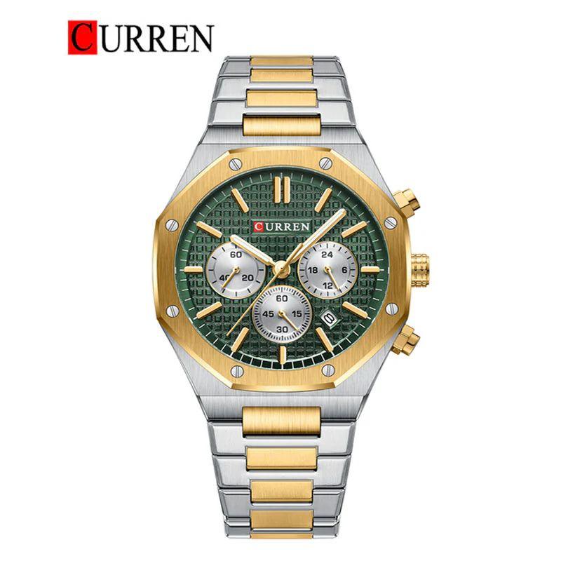 Curren Royal Oak Model Quartz Machine Chronograph Working Date Working Stainless Steel Mens Watch - Jewelsoftime
