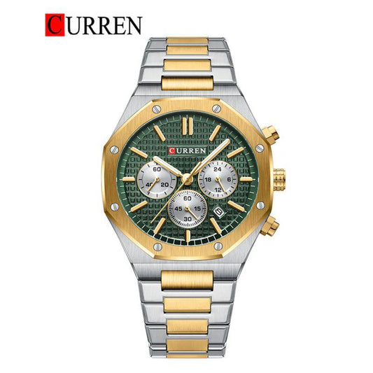 Curren Royal Oak Model Quartz Machine Chronograph Working Date Working Stainless Steel Mens Watch - Jewelsoftime