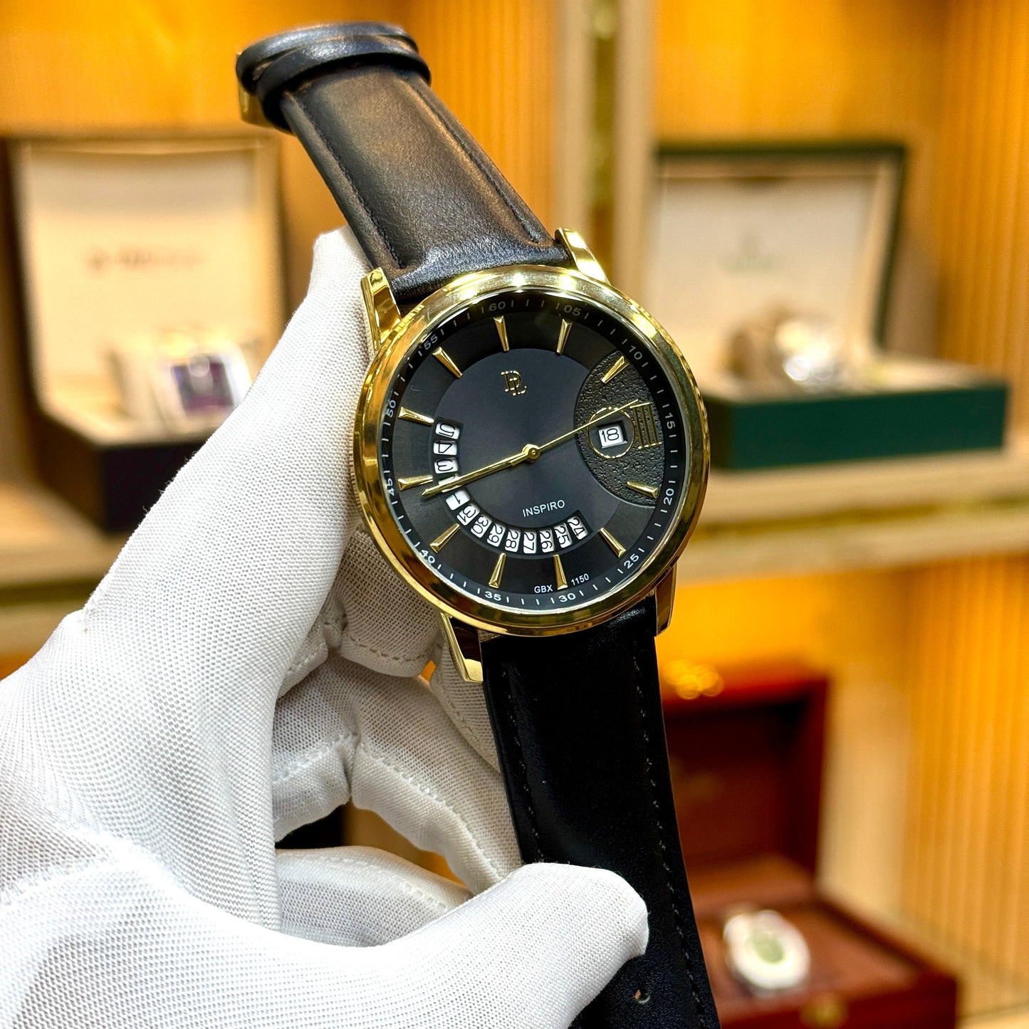 D.L Premium Men's Watch Japanese Quartz Movement Date Working Leather Strap - Jewelsoftime