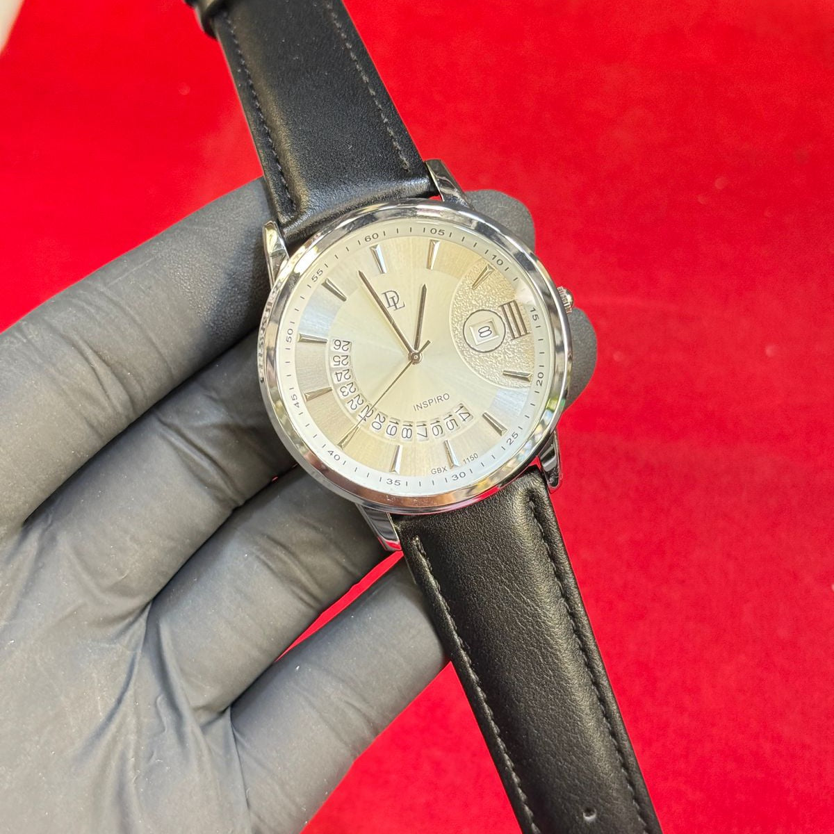 DL Japanese Machine Leather Belt Buckle Lock Date Working Men's Watch - Jewelsoftime