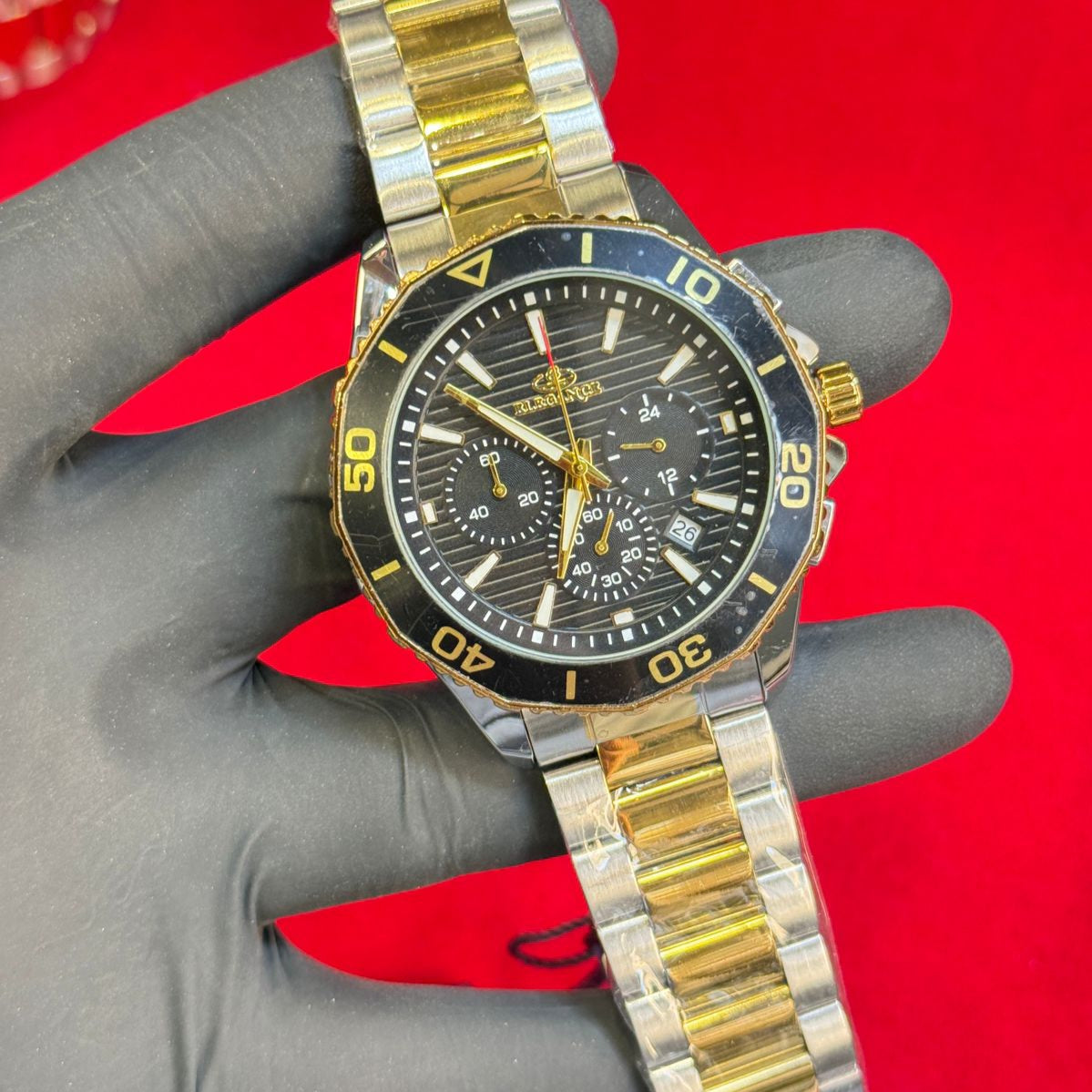 Elegance Mens Watch Quartz Movement Chronograph Date Working Master Lock Steel Chain - Jewelsoftime