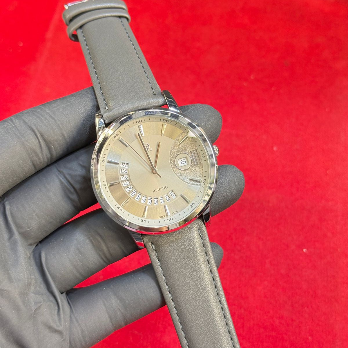 DL Japanese Machine Leather Belt Buckle Lock Date Working Men's Watch - Jewelsoftime