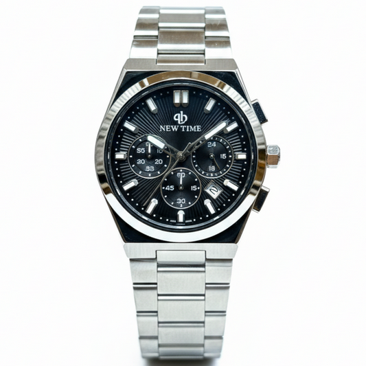 NEW TIME (Original) Men’s Watch Stainless Steel Quartz Movement Chronograph Date Working Butterfly Master Lock - Jewelsoftime