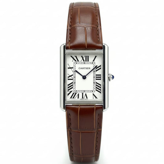 CARTIER (Master Copy) Men's Watch-Leather Strap Steel Master Lock Japan Quartz Movement - Jewelsoftime