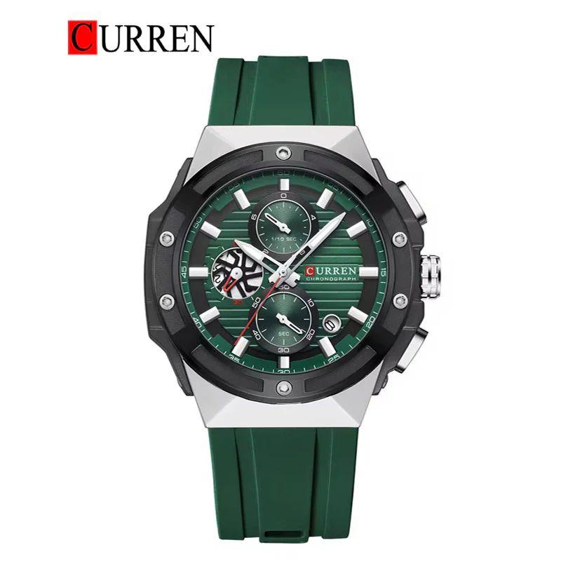 Curren Chronograph Working Quartz Movement Date Working Mens Watch Silicone Strap - Jewelsoftime