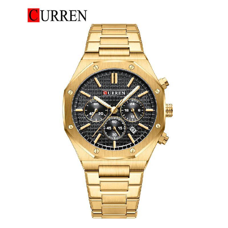 Curren Royal Oak Model Quartz Machine Chronograph Working Date Working Stainless Steel Mens Watch - Jewelsoftime