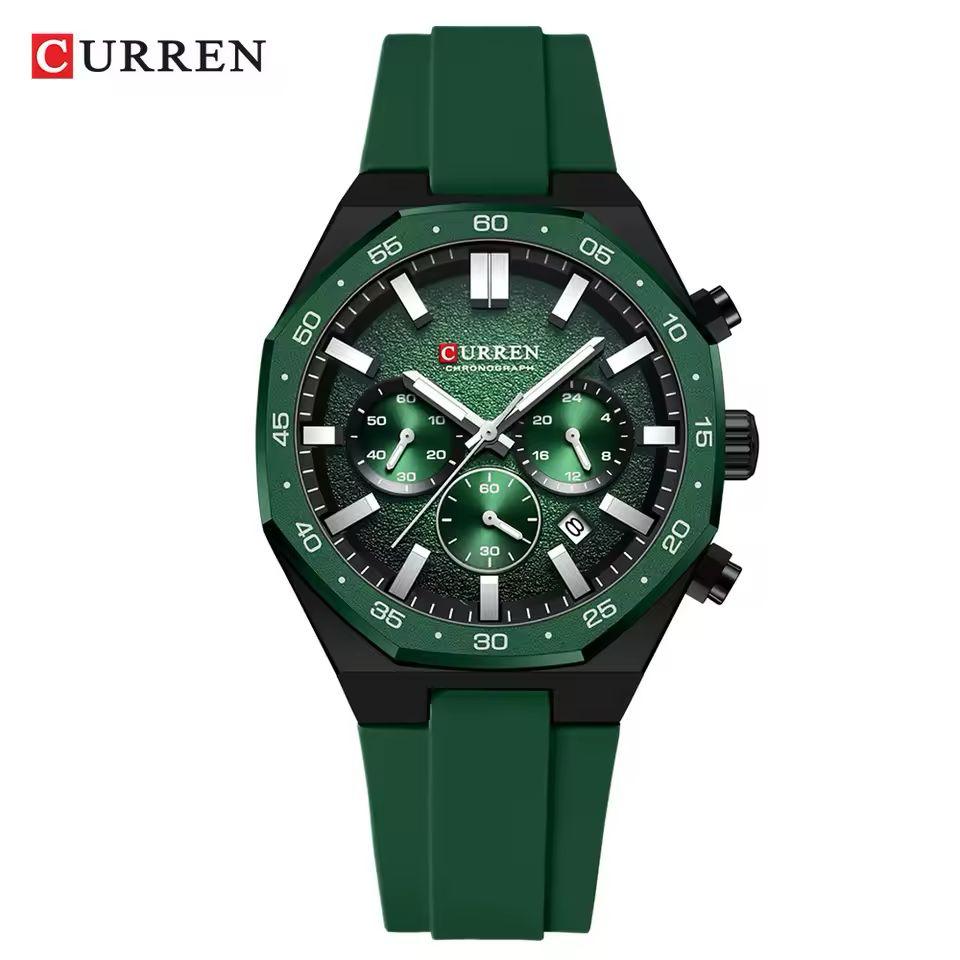 Curren chronograph working rubber strap men's watch