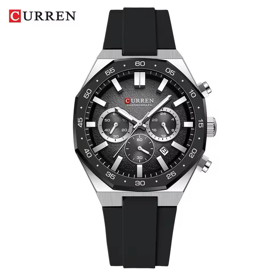 Curren watch with black strap and detailed face 