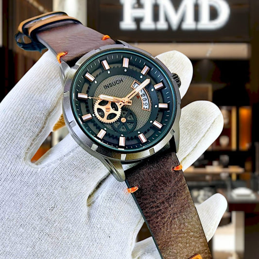 INSUCH ORIGINAL MEN'S WATCH – QUARTZ, DATE FUNCTION, LEATHER STRAP, WATER RESISTANT - Jewelsoftime