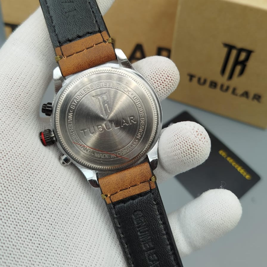 TUBULAR ORIGINAL MAN'S WATCH – FULLY FUNCTIONAL DIALS, LEATHER STRAP, PREMIUM QUALITY WITH BRAND BOX & ACCESSORIES - Jewelsoftime