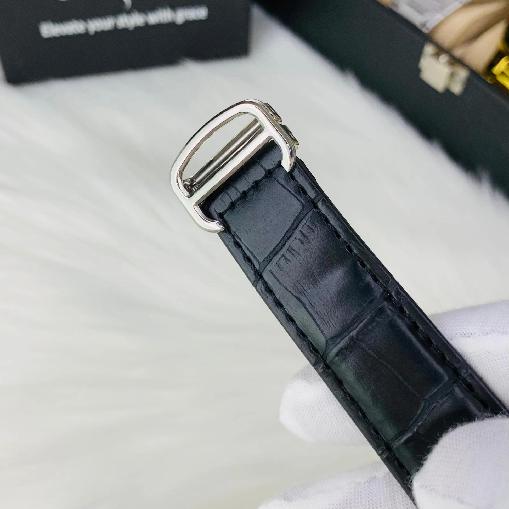 Cartier Men's Watch leather strap Automatic Movement Chronograph Down-Second Working Master Lock Clasp - Jewelsoftime