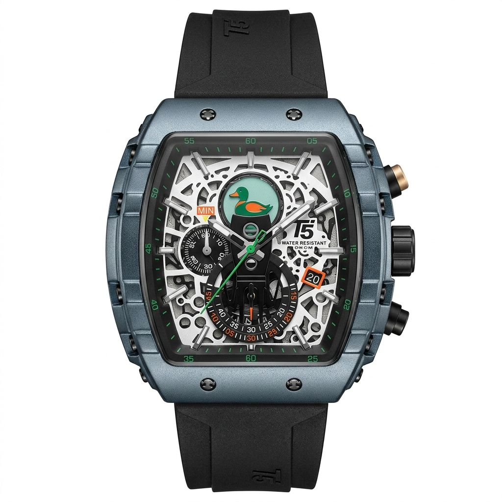 T5 Inner Dial Working Metal Body Rubber strap Date Working Mens Watch - Jewelsoftime