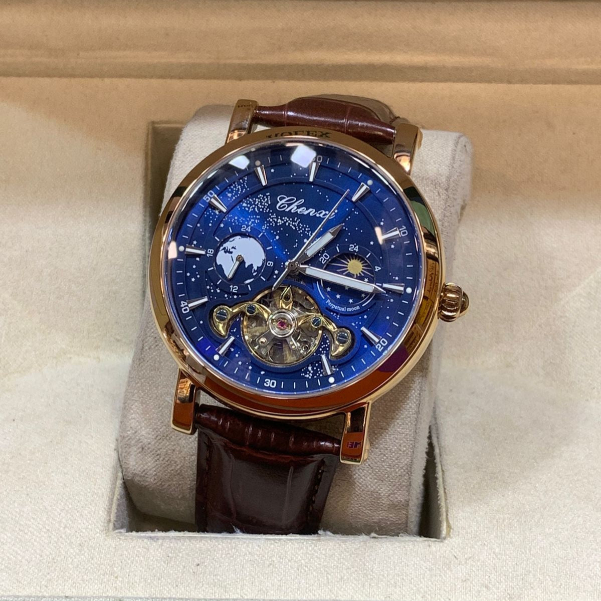 CHENXI-Automatic Movement Men's Watch-Leather Belt Master Lock Chronograph Working - Jewelsoftime