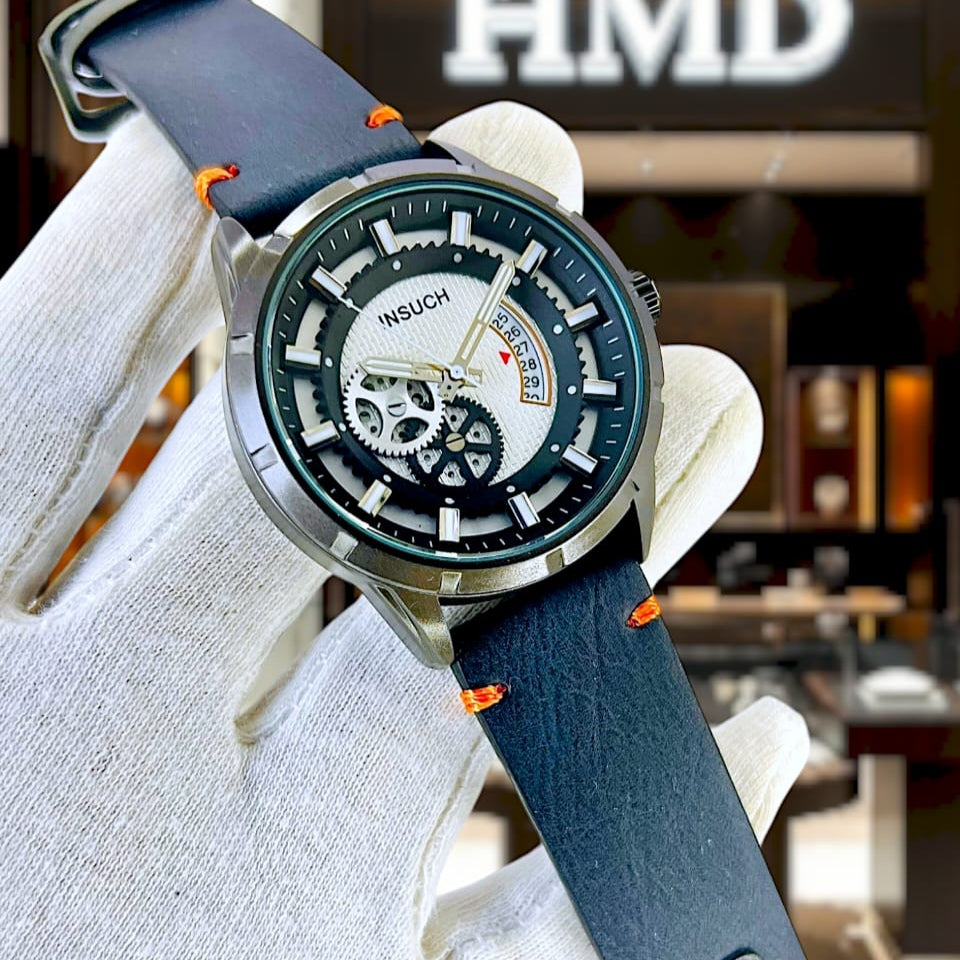 INSUCH ORIGINAL MEN'S WATCH – QUARTZ, DATE FUNCTION, LEATHER STRAP, WATER RESISTANT - Jewelsoftime