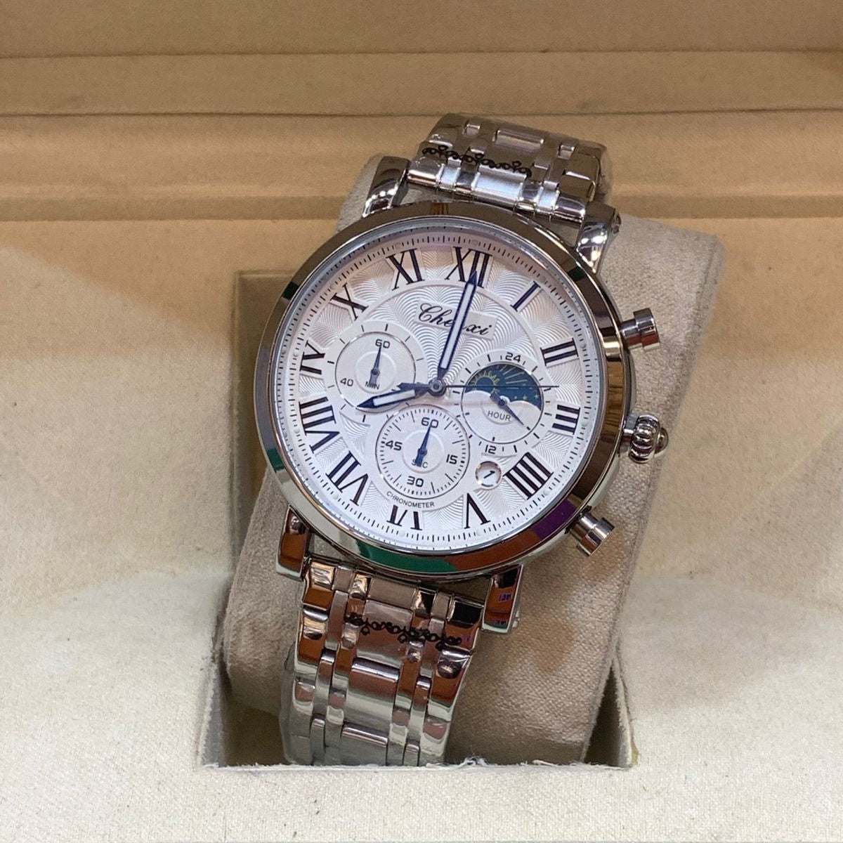 CHENXI–Stainless Steel Men's Watch Quartz Movement Buckle Lock Chronograph Working - Jewelsoftime