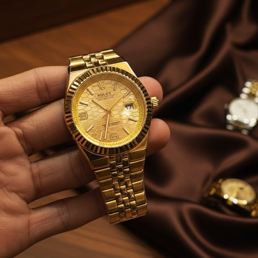 ROLEX (LAND DWELLER) Men's Watch Quartz Movement Date Working Push Lock Clasp - Jewelsoftime