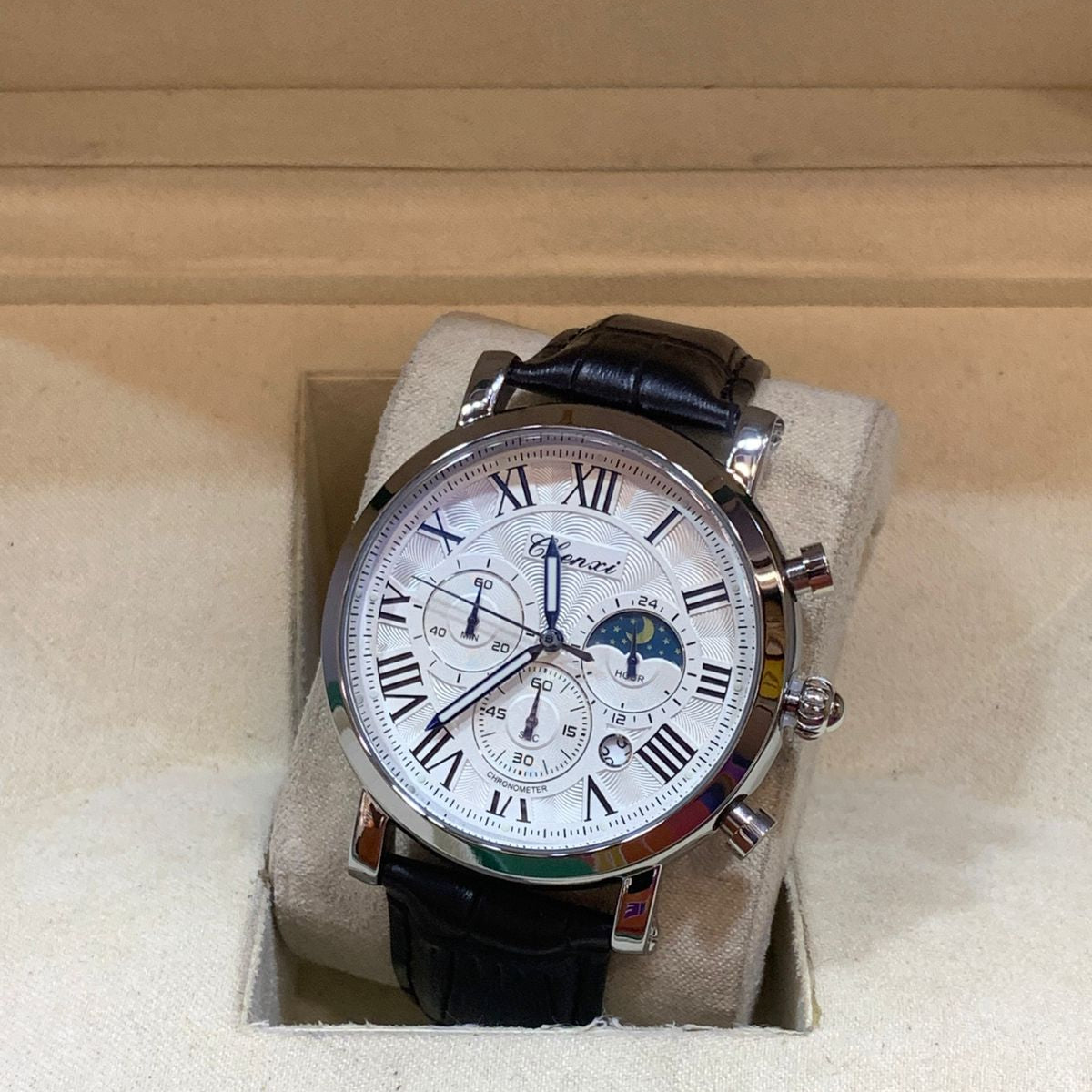 CHENXI Original Men's Watch-Quartz Movement Leather Strap Buckle Lock Chronograph Working - Jewelsoftime