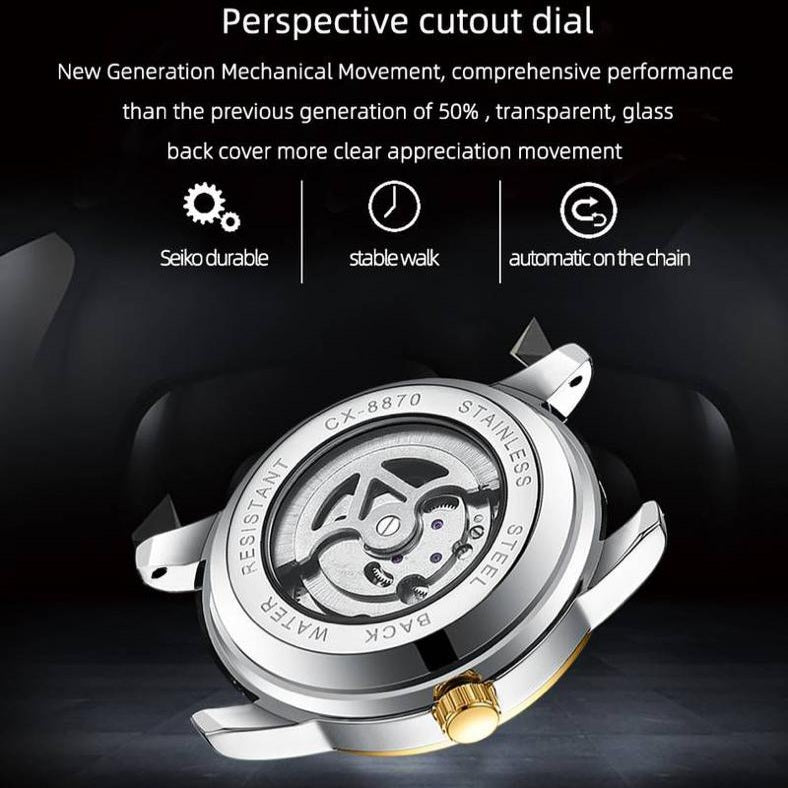 Chenxi Automatic Tourbillion Model Moon Phase Working Chrono working Skeleton Dial Mens Watch - Jewelsoftime