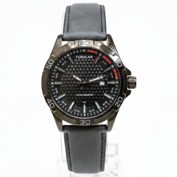 Tubular Quartz Movement Date Working Leather strap Men's Watch - Jewelsoftime