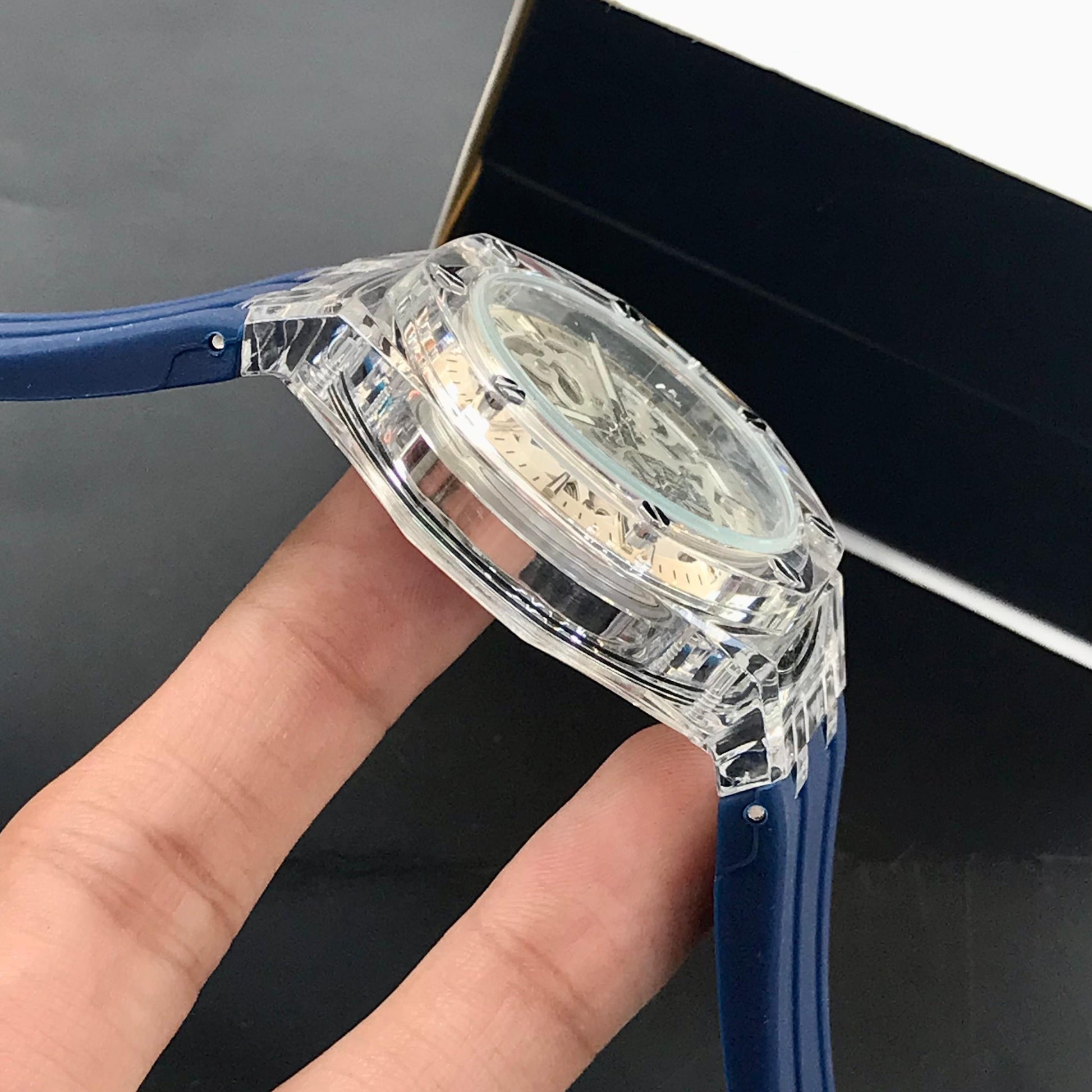 Guipin Original Semi Auto Skeleton Dial Men's Watch Rubber Strap - Jewelsoftime