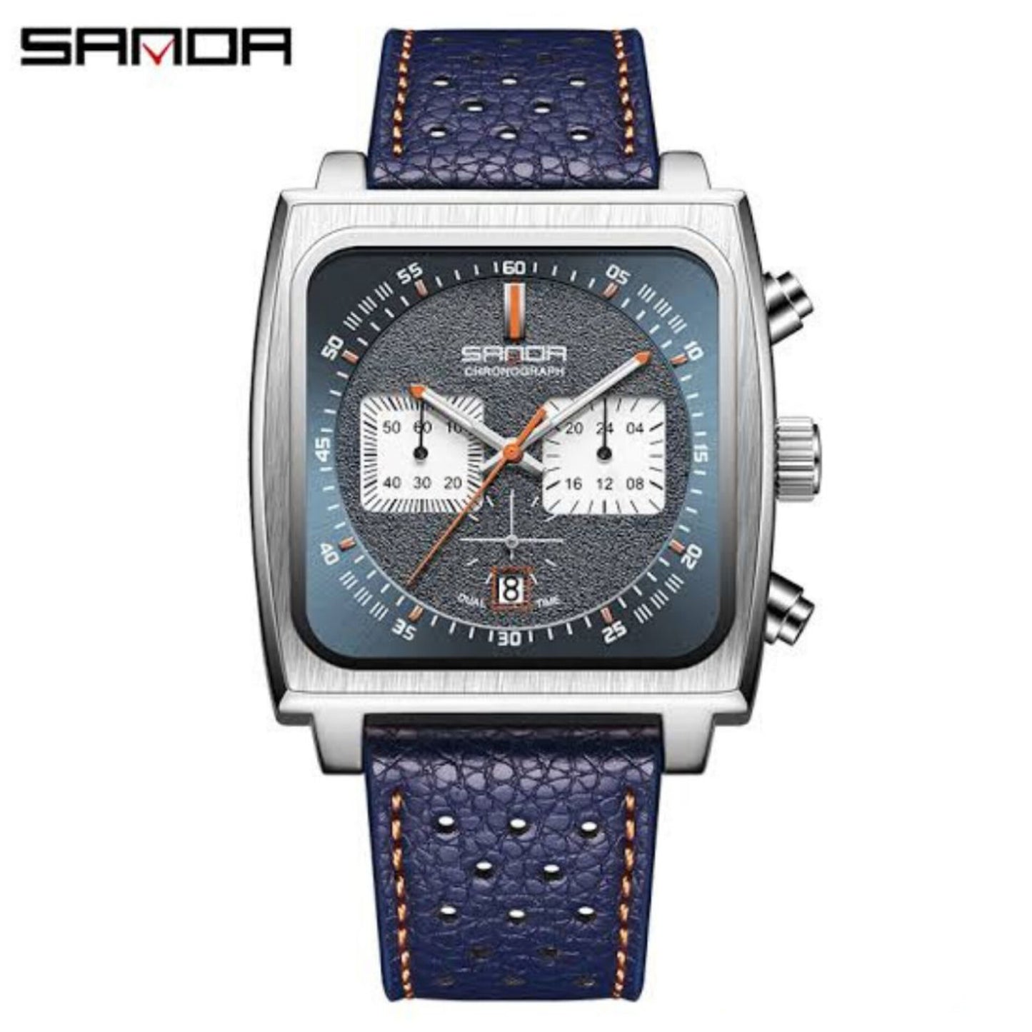 SANDA SQUARE DIAL CHRONOGRAPH LEATHER STARP WATCHES FOR MEN'S FASHION - Jewelsoftime