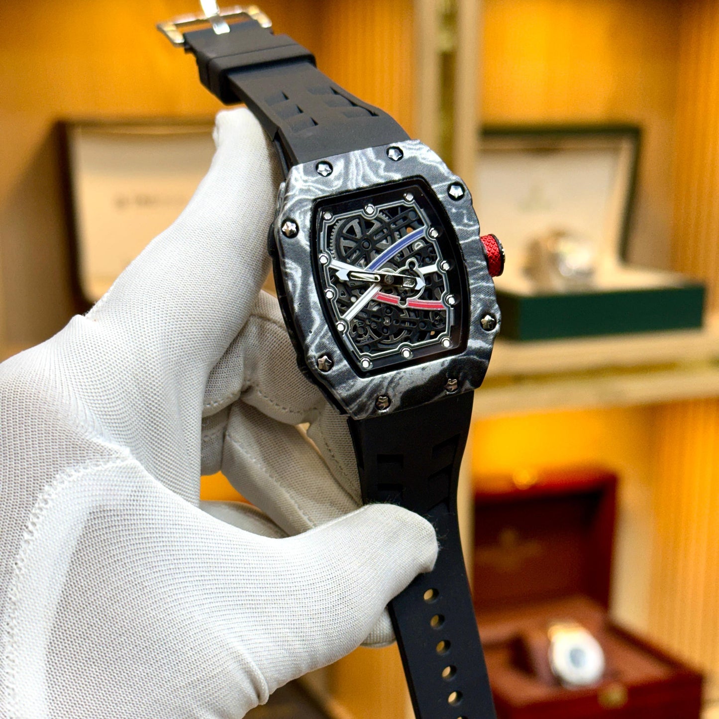 Richard Mille RM-67 Extra Flat Mens Watch Quartz Movement Skeleton Face - Jewelsoftime