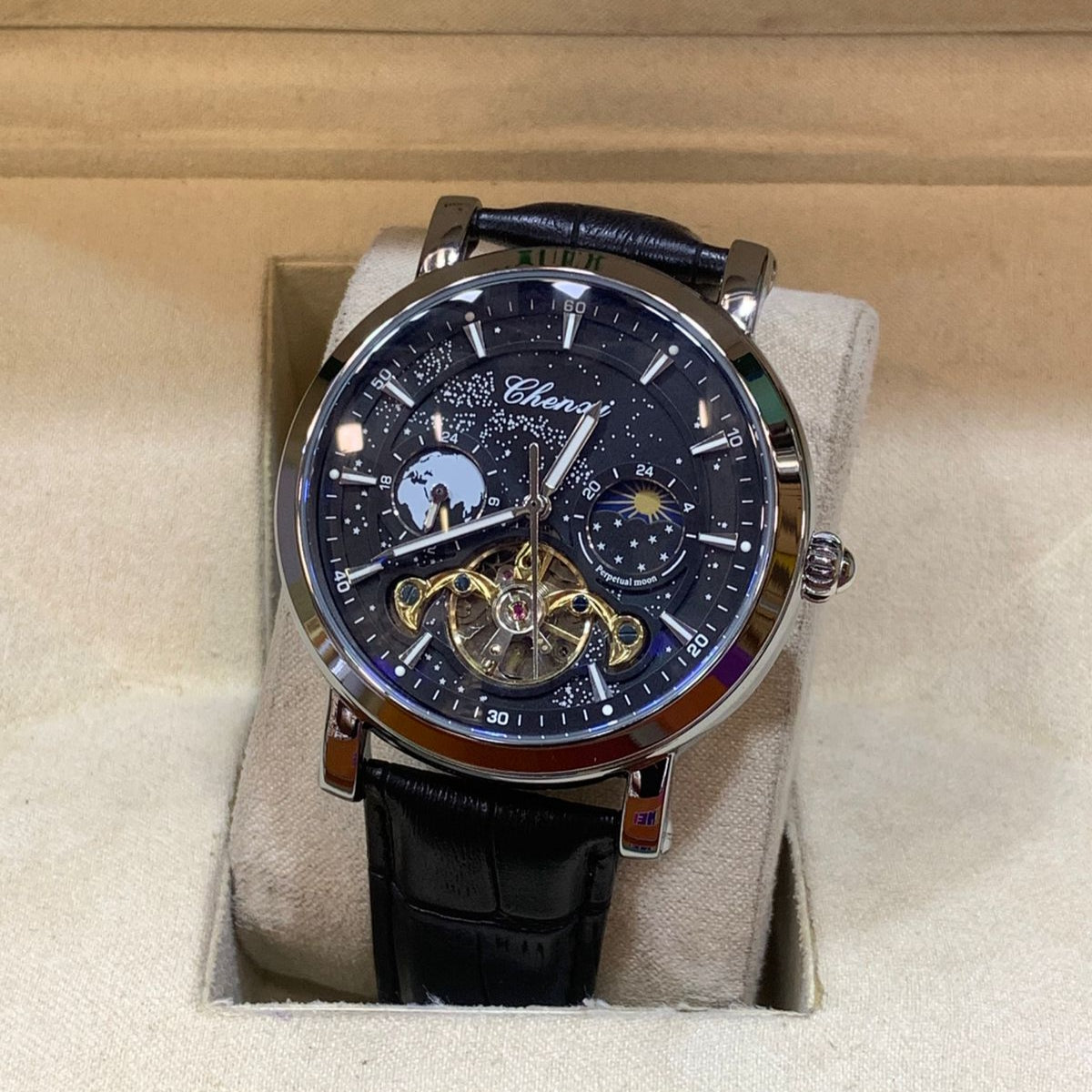 CHENXI-Automatic Movement Men's Watch-Leather Belt Master Lock Chronograph Working - Jewelsoftime