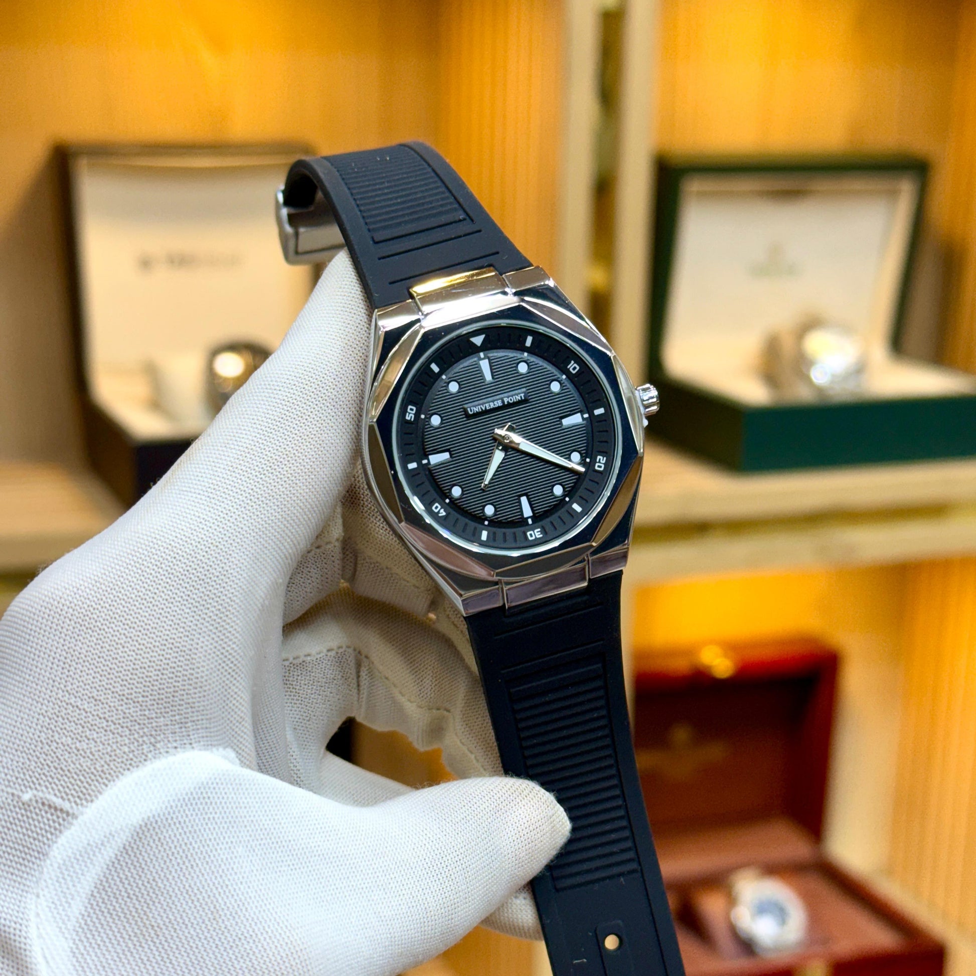 Universal Point U.P (Original) Men's Watch Quartz Movement-Rubber Strap With Magnetic Lock - Jewelsoftime